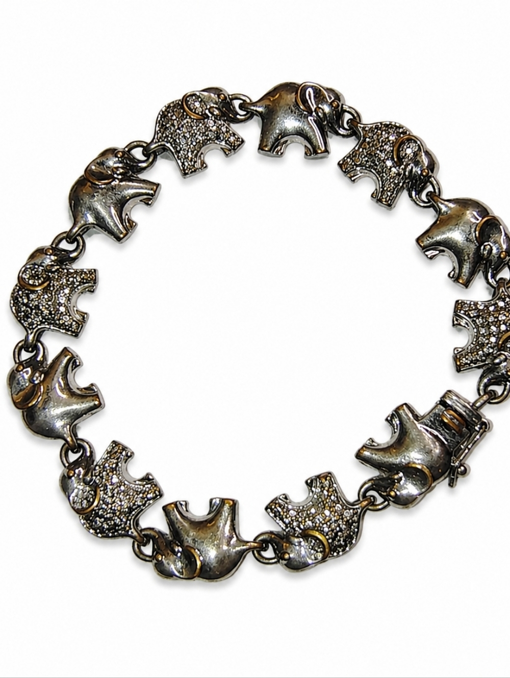 Vintage PAJ 88 Elephant Charm Bracelet – 8” Silver Tone